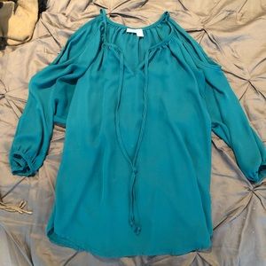 Teal Cold Shoulder Blouse